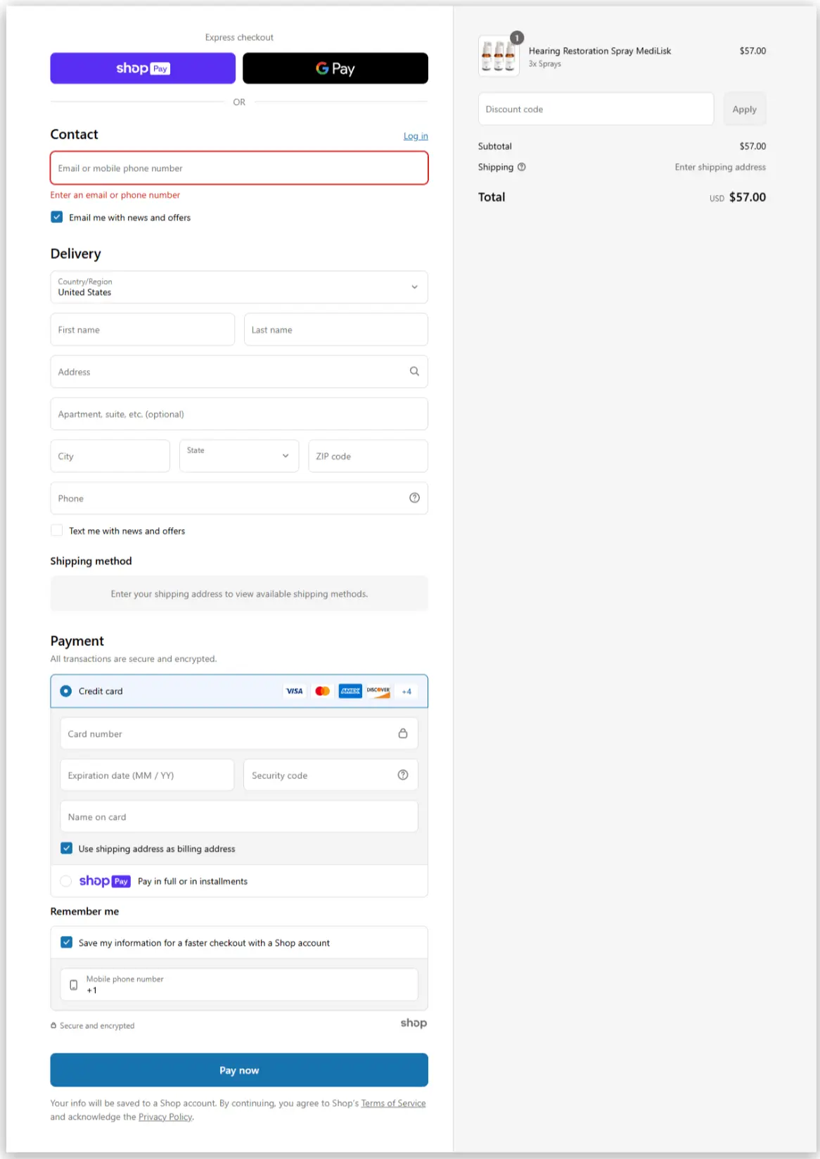MediLisk Secure Checkout Page